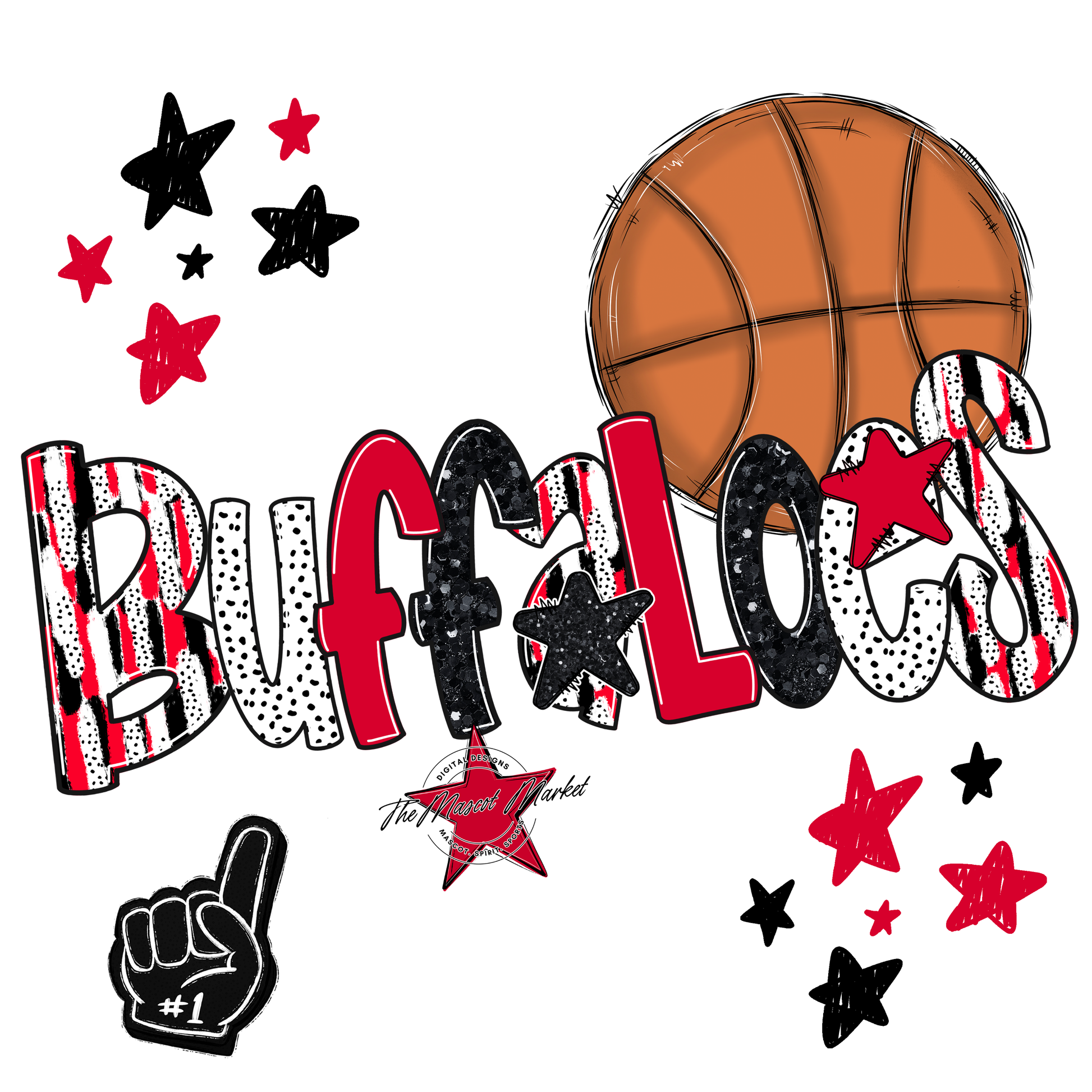 Buffaloes Basketball Scrape-Red