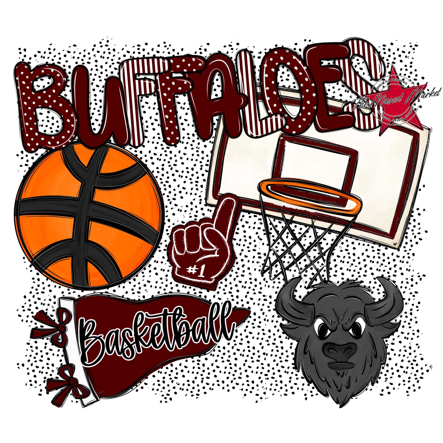 Buffaloes Basketball Spirit-Maroon