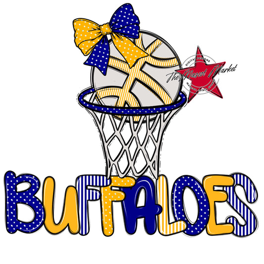 Buffaloes Basketball Spirit Design-Blue & Yellow