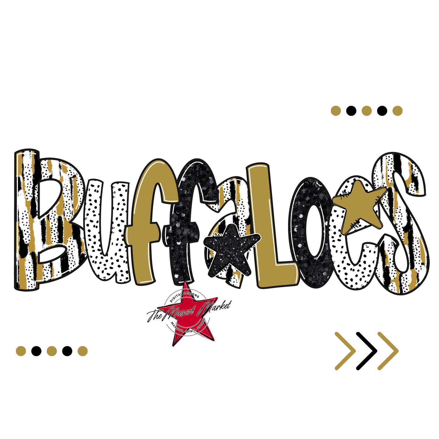 Buffaloes Brushstroke Alpha w Arrows-Gold