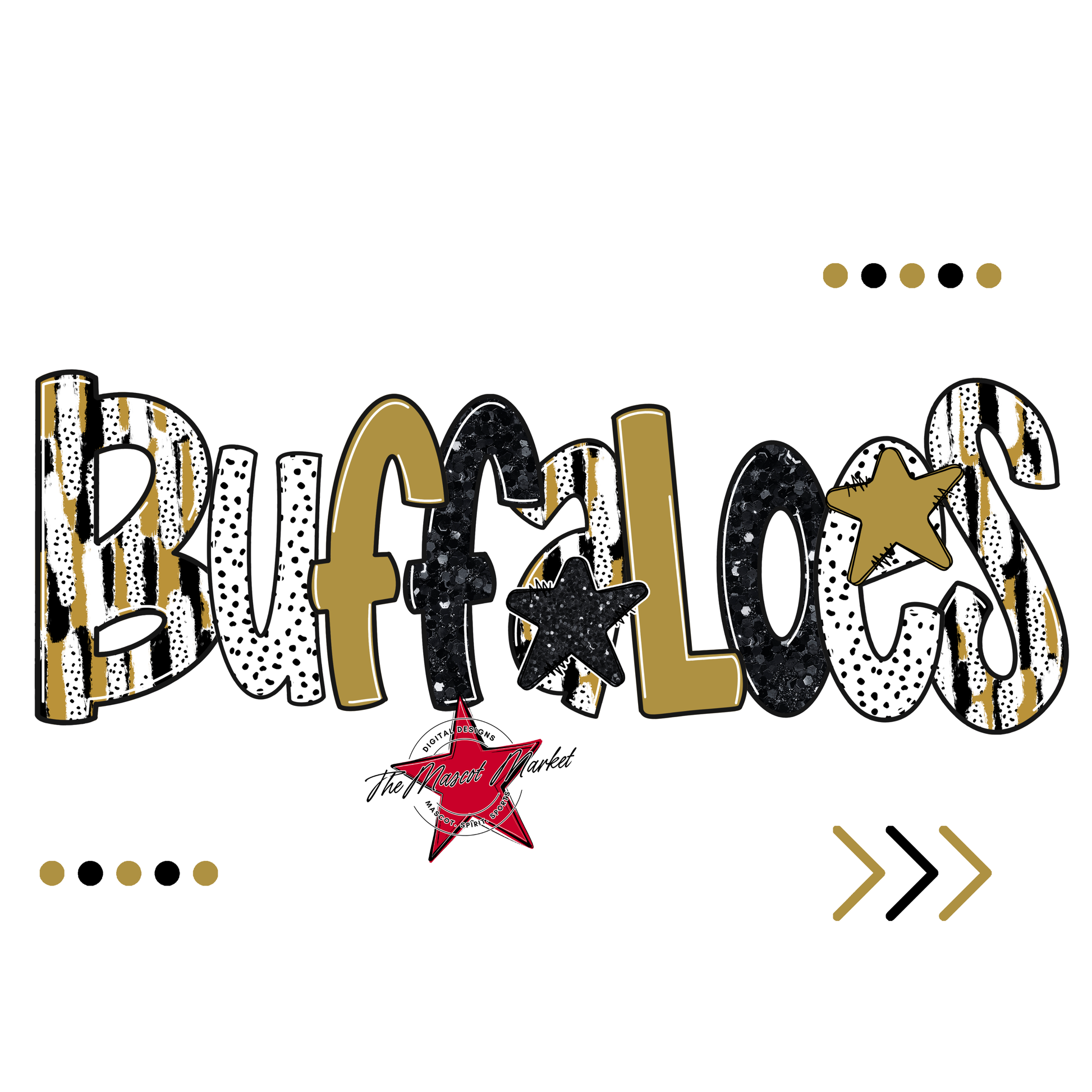 Buffaloes Brushstroke Alpha w Arrows-Gold