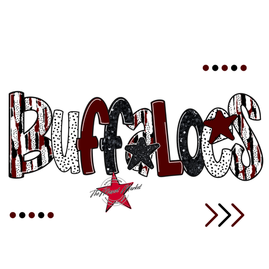 Buffaloes Brushstroke Alpha w Arrows-Maroon