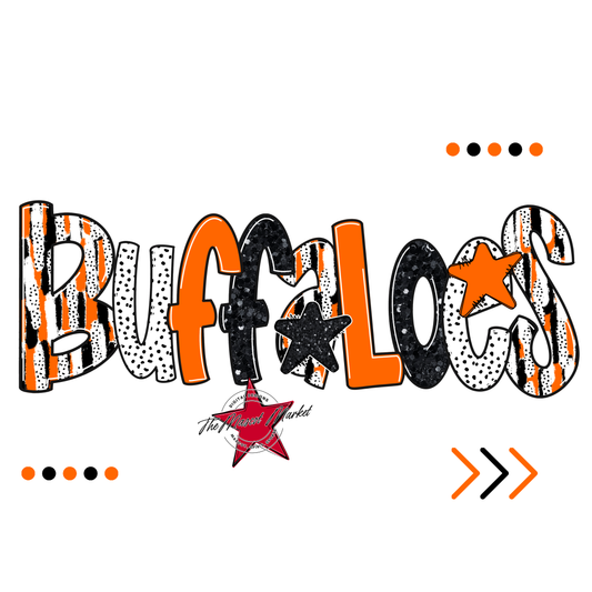 Buffaloes Brushstroke Alpha w Arrows-Orange