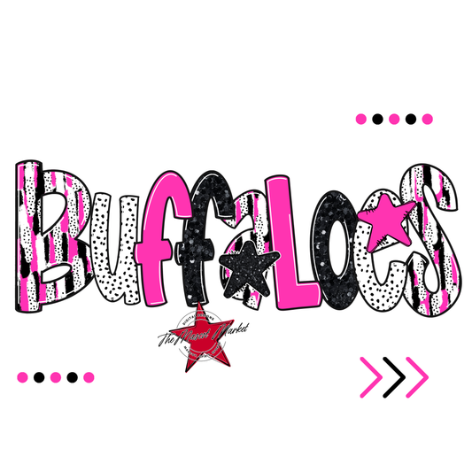 Buffaloes Brushstroke Alpha w Arrows-Pink