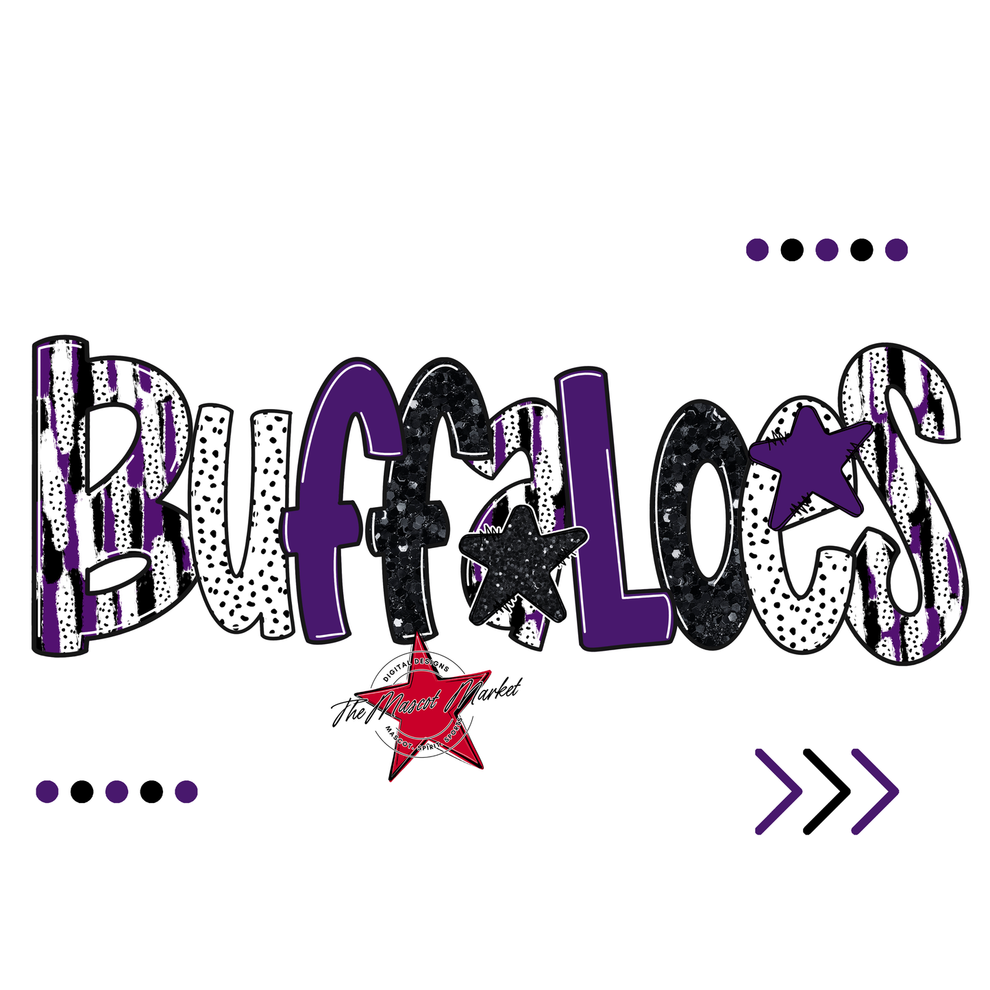 Buffaloes Brushstroke Alpha w Arrows-Purple