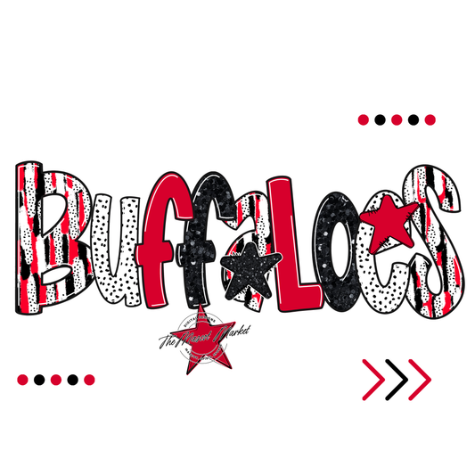 Buffaloes Brushstroke Alpha w Arrows-Red