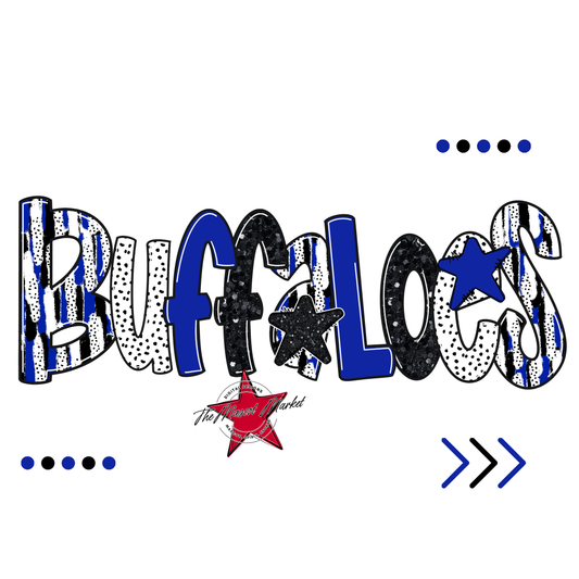 Buffaloes Brushstroke Alpha w Arrows-Royal Blue