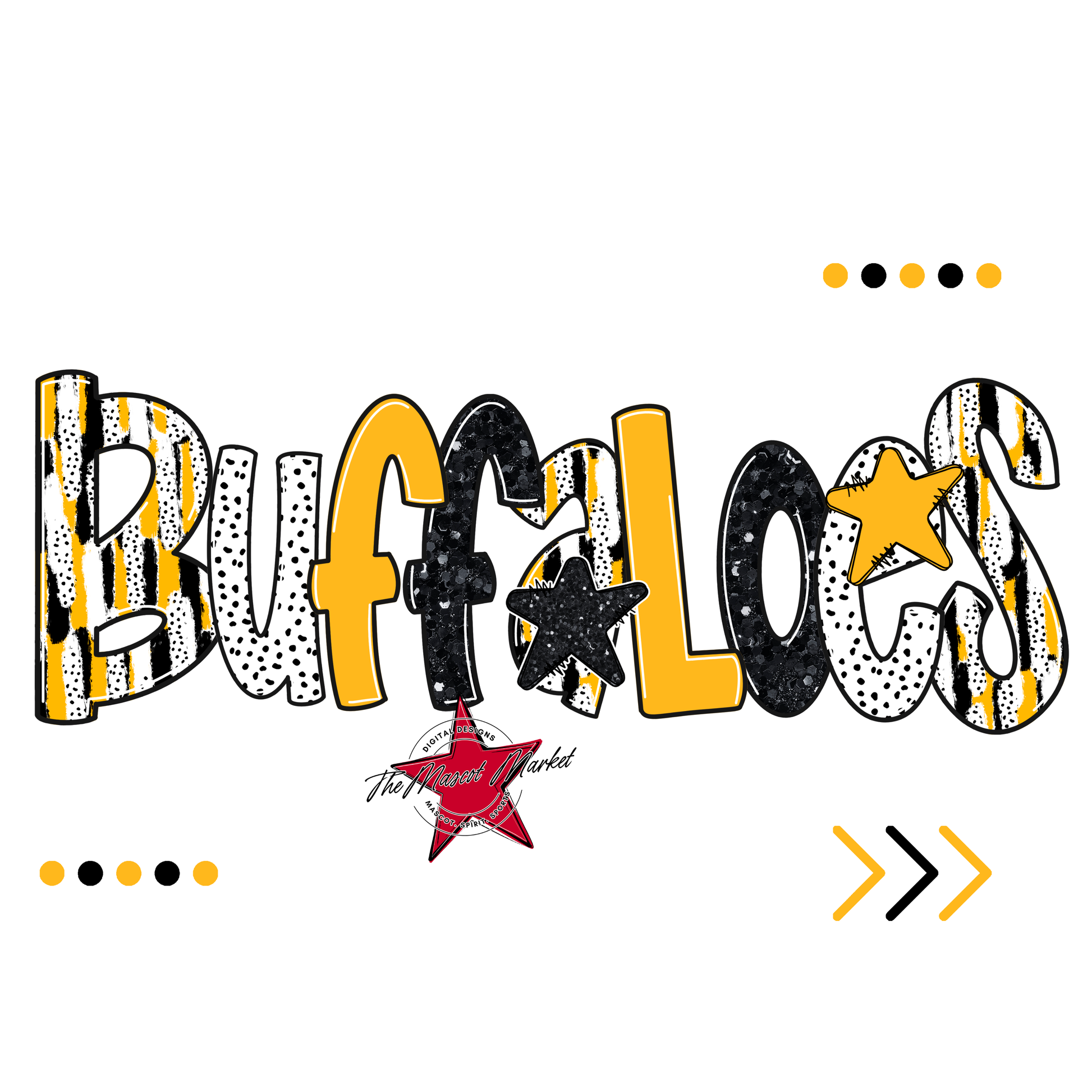 Buffaloes Brushstroke Alpha w Arrows-Yellow