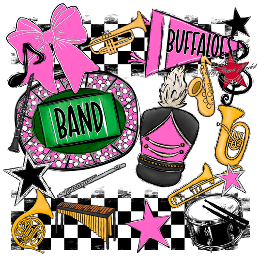 Buffaloes Checkers Band Spirit Design-Baby Pink
