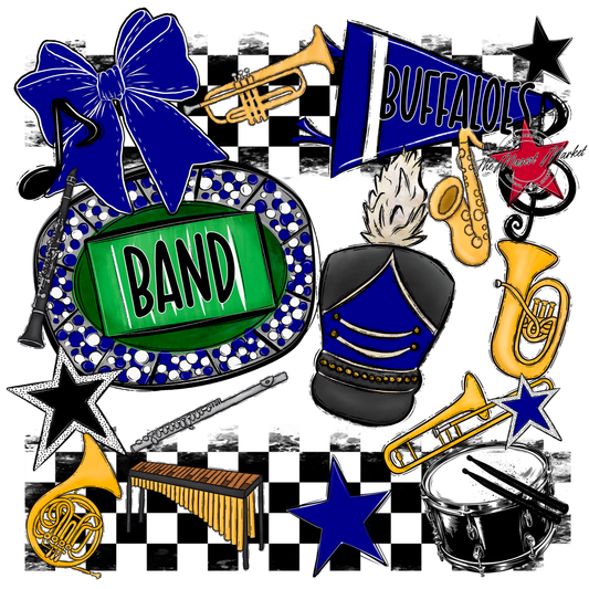 Buffaloes Checkers Band Spirit Design-Blue