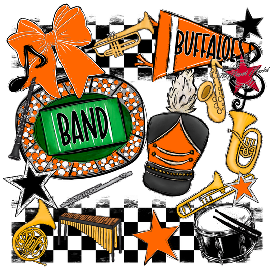 Buffaloes Checkers Band Spirit Design-Orange