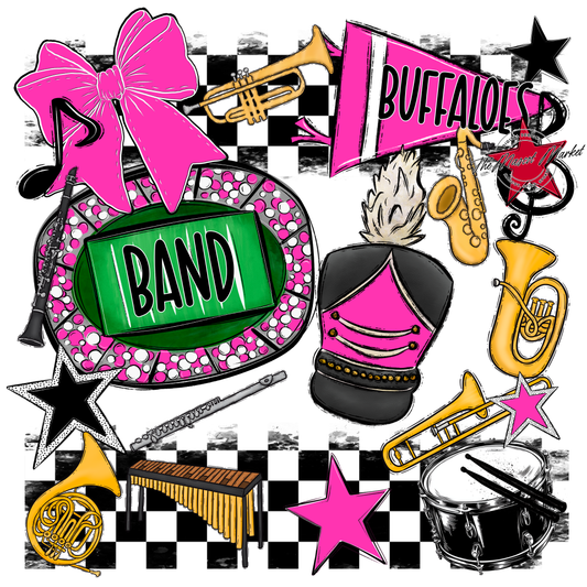 Buffaloes Checkers Band Spirit Design-Pink