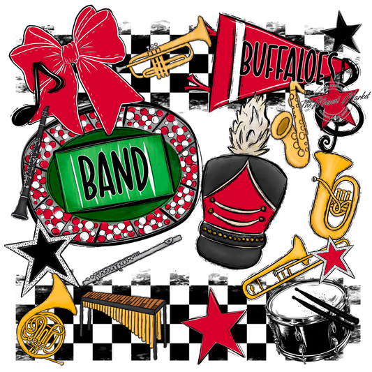 Buffaloes Checkers Band Spirit Design-Red