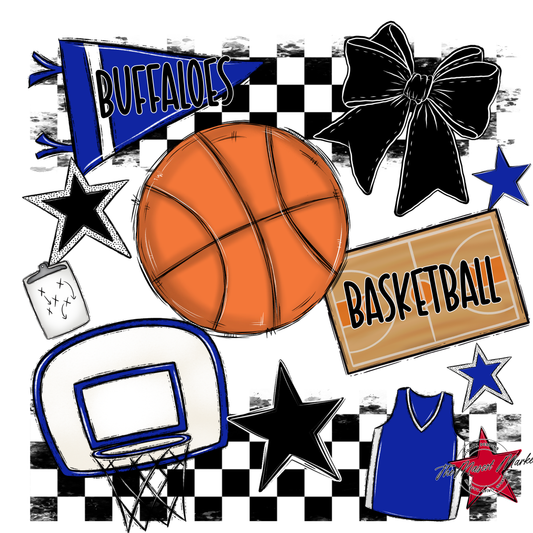 Buffaloes Checkers Basketball Spirit Design-Royal Blue