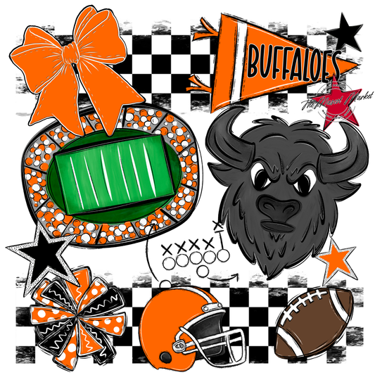Buffaloes Checkers Mascot Spirit Design-Orange
