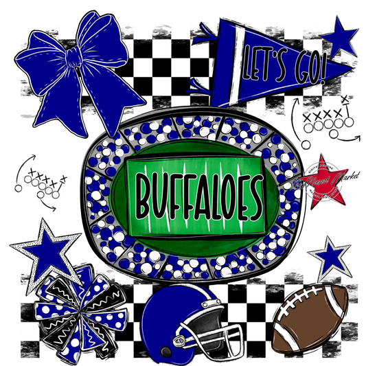 Buffaloes Checkers Spirit Design-Blue