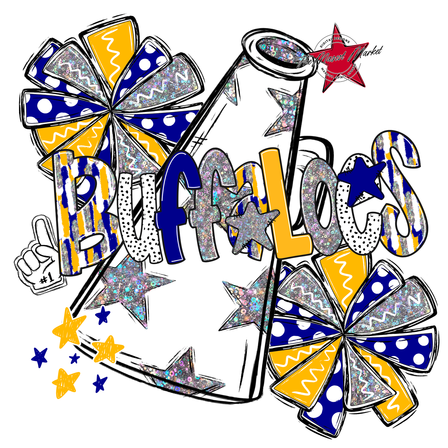 Buffaloes Cheer Megaphone Scrape-Blue-Yellow
