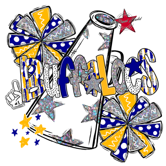 Buffaloes Cheer Megaphone Scrape-Blue-Yellow