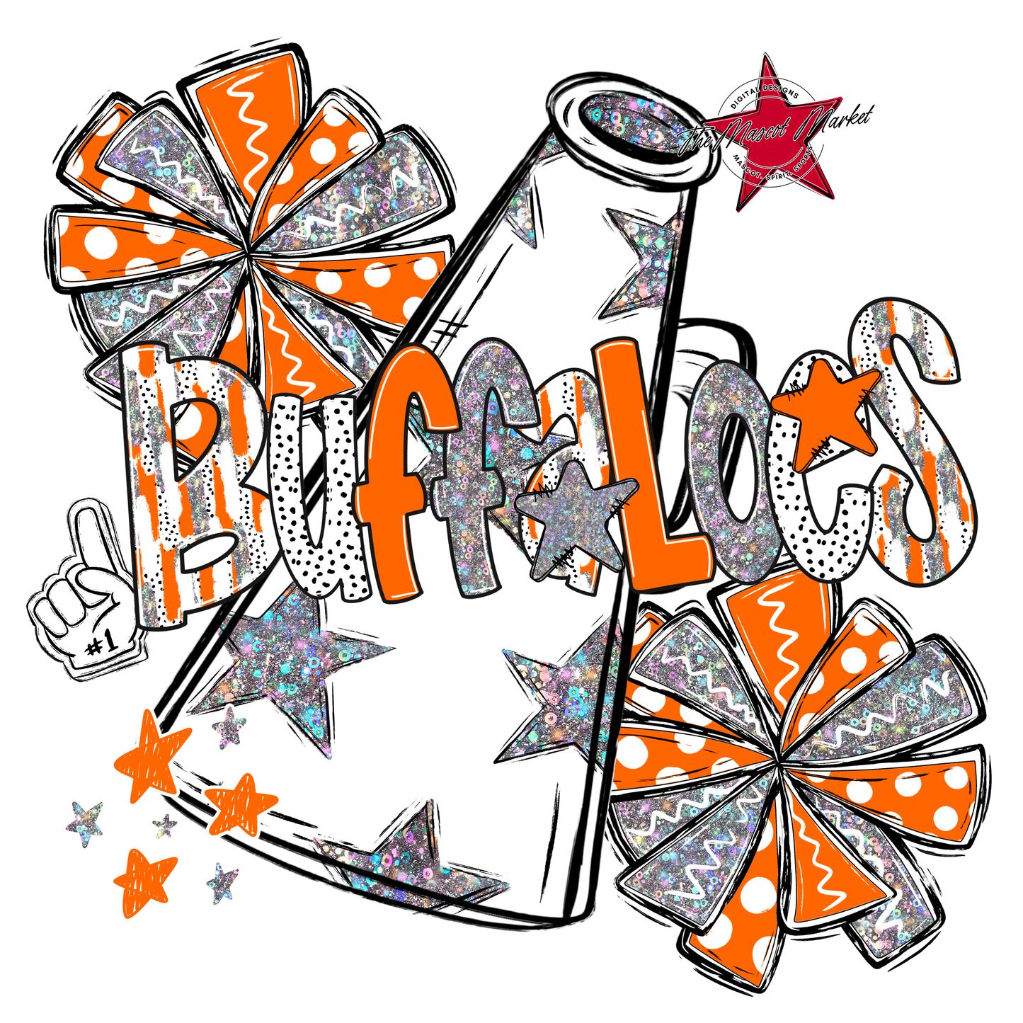 Buffaloes Cheer Megaphone Scrape-Orange