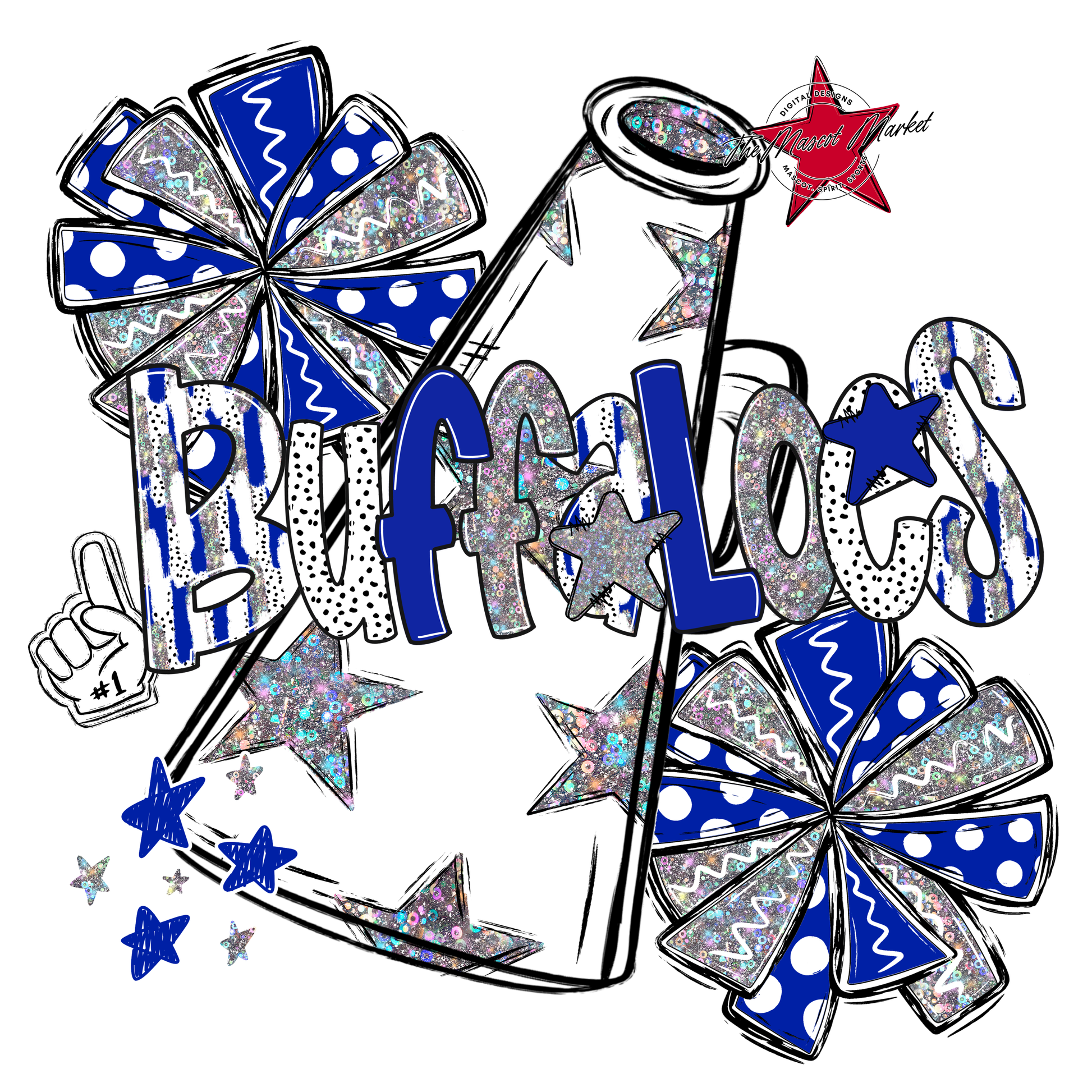 Buffaloes Cheer Megaphone Scrape-Royal Blue