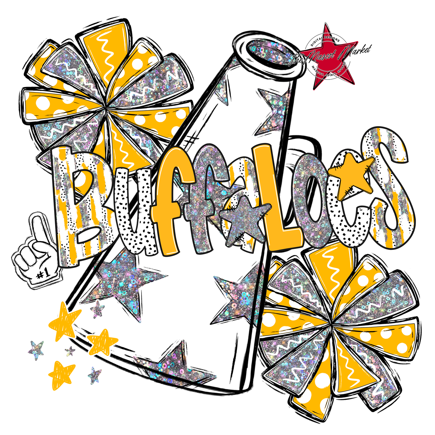 Buffaloes Cheer Megaphone Scrape-Yellow