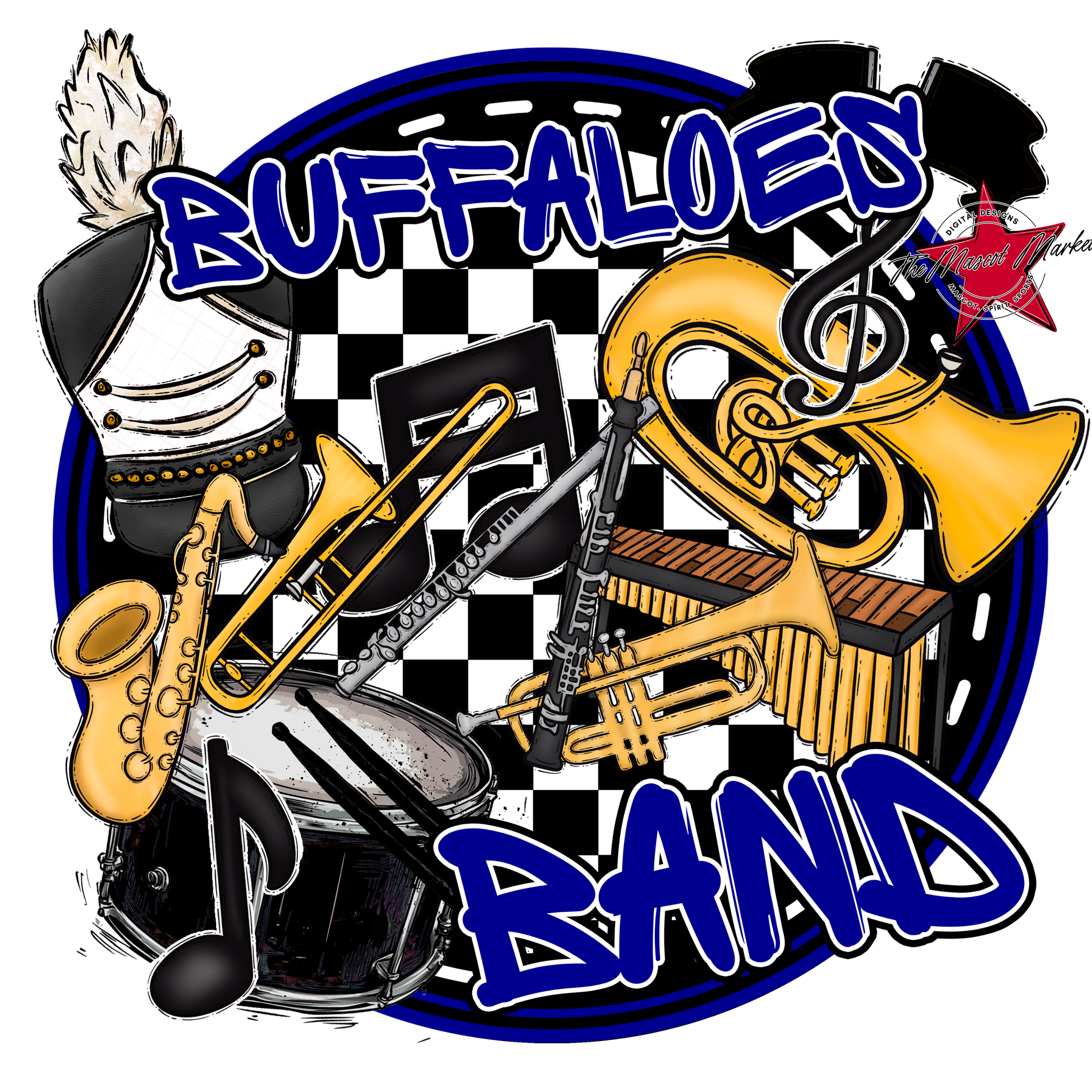 Buffaloes Circle Band Design-Blue