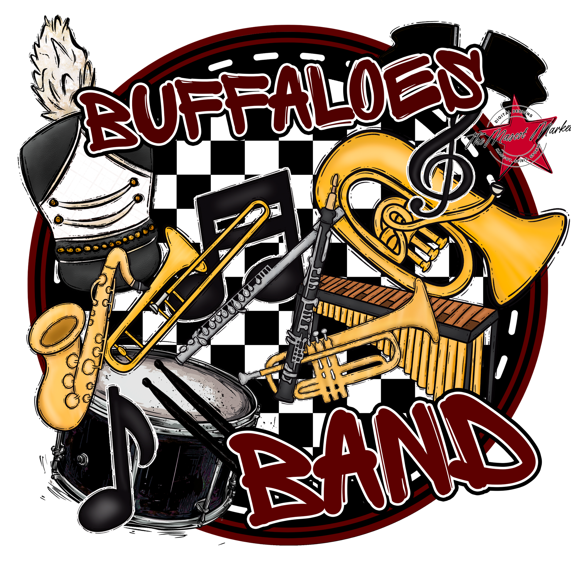 Buffaloes Circle Band Design-Maroon