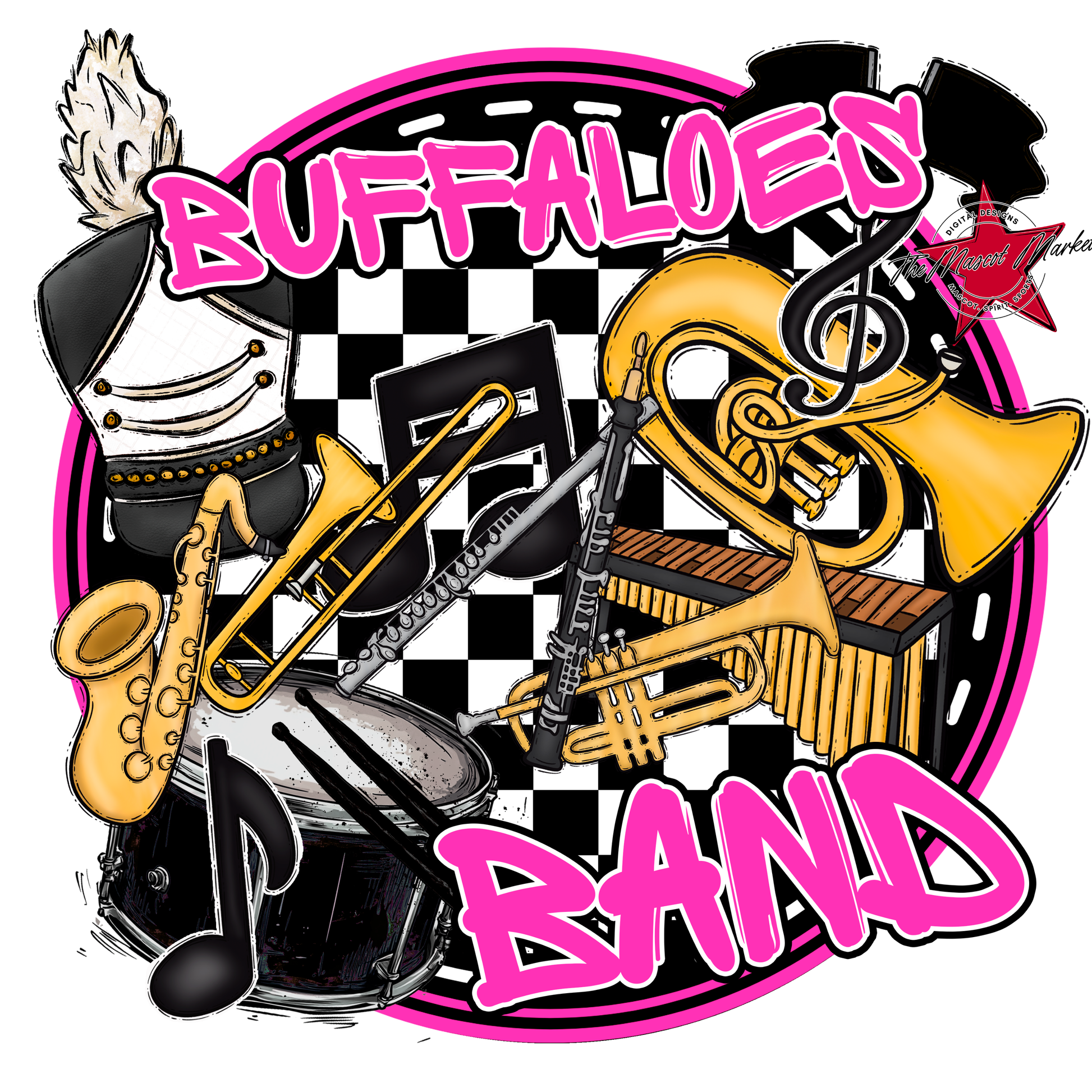 Buffaloes Circle Band Design-Pink