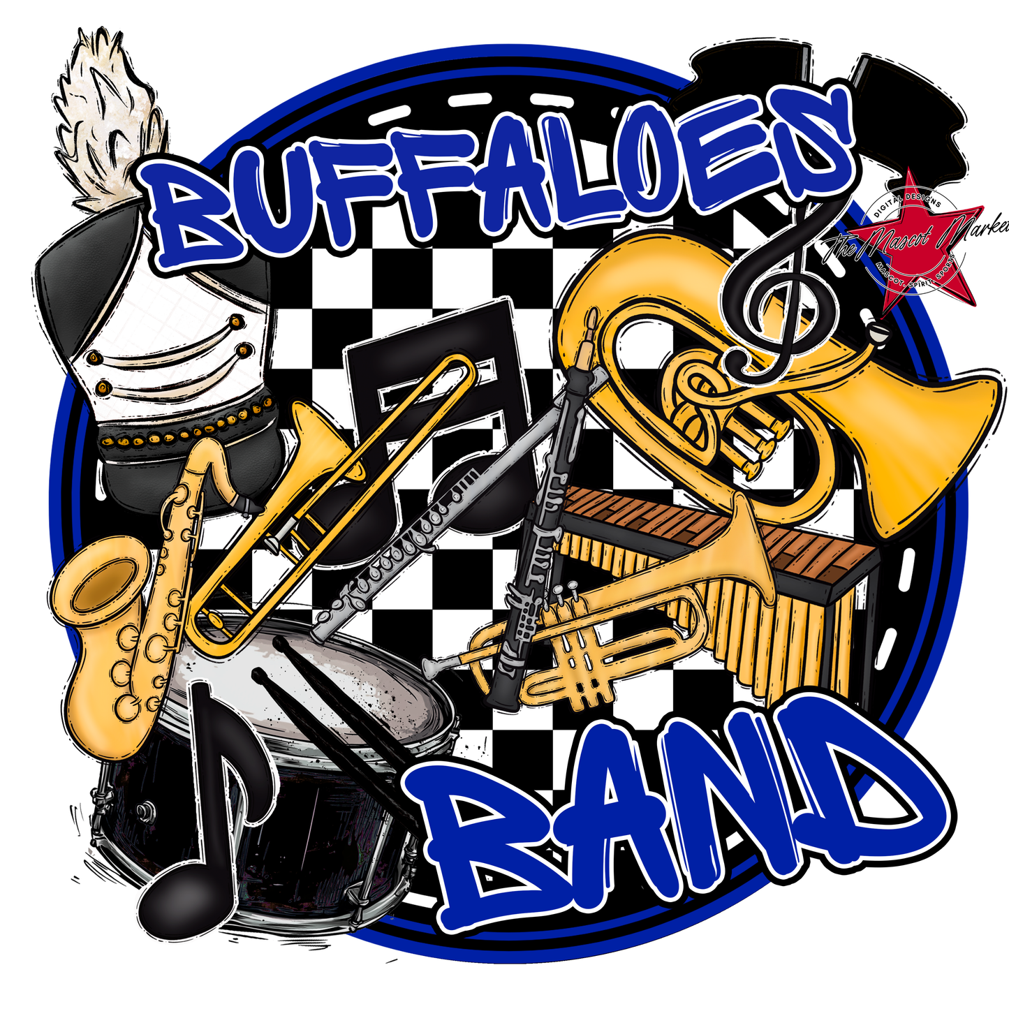 Buffaloes Circle Band Design-Royal Blue