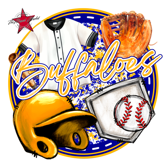 Buffaloes Circle Baseball Design-Blue-Yellow
