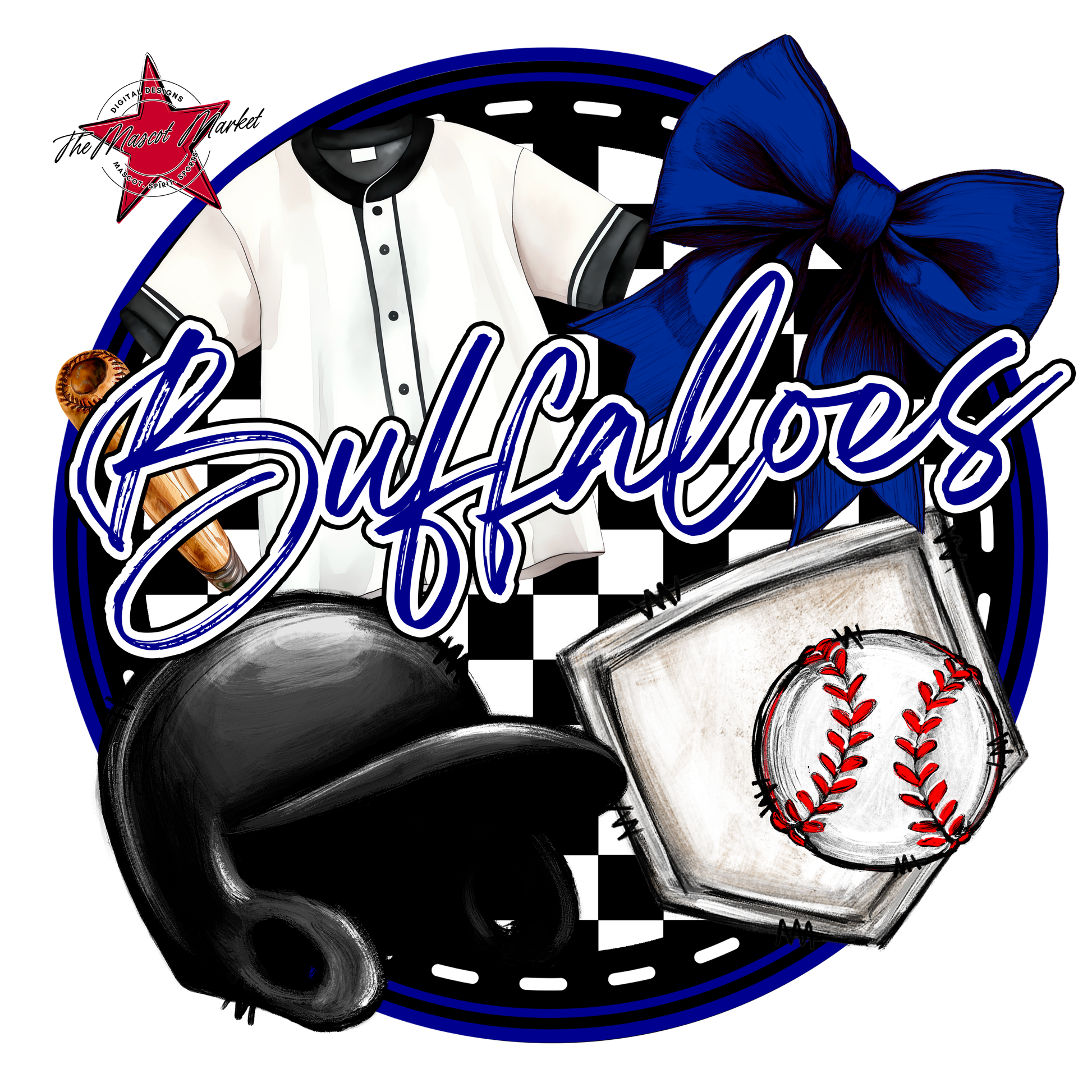 Buffaloes Circle Baseball Design-Blue