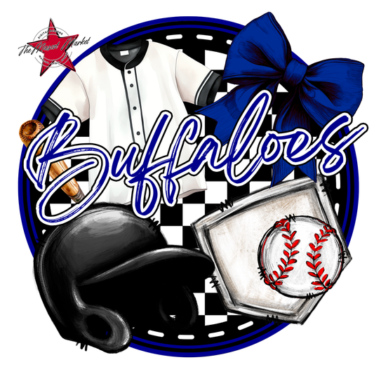 Buffaloes Circle Baseball Design-Blue