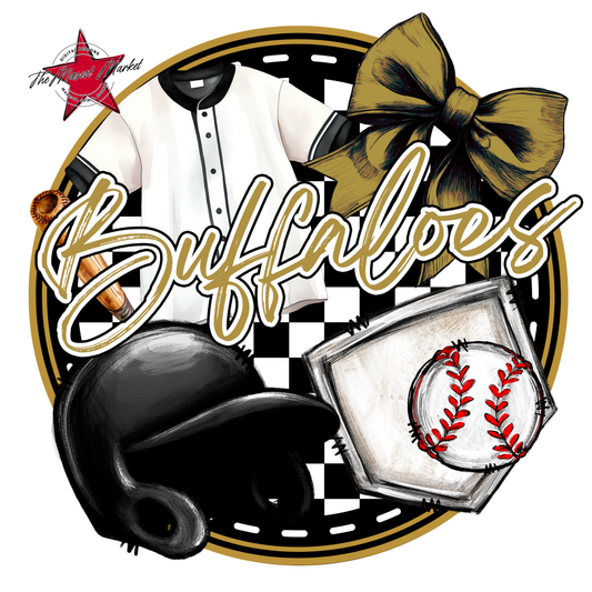 Buffaloes Circle Baseball Design-Gold