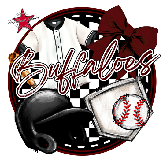 Buffaloes Circle Baseball Design-Maroon