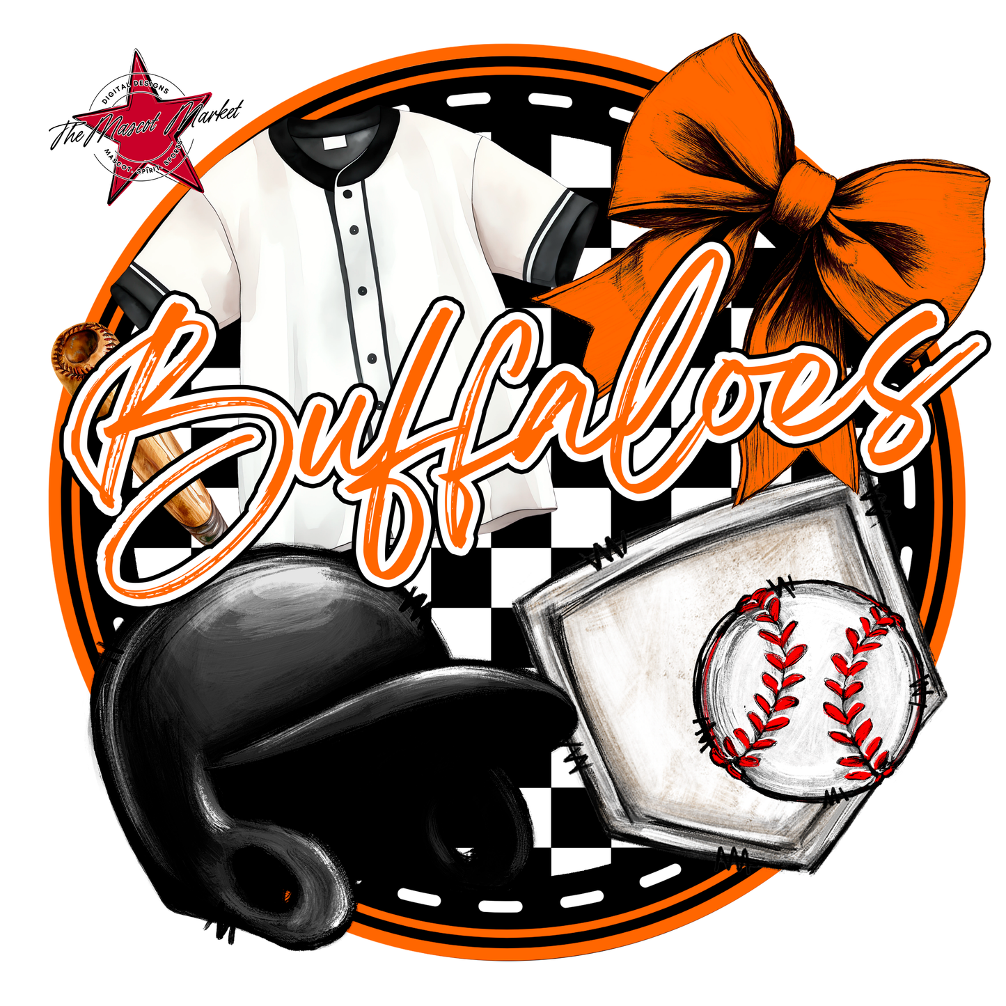 Buffaloes Circle Baseball Design-Orange