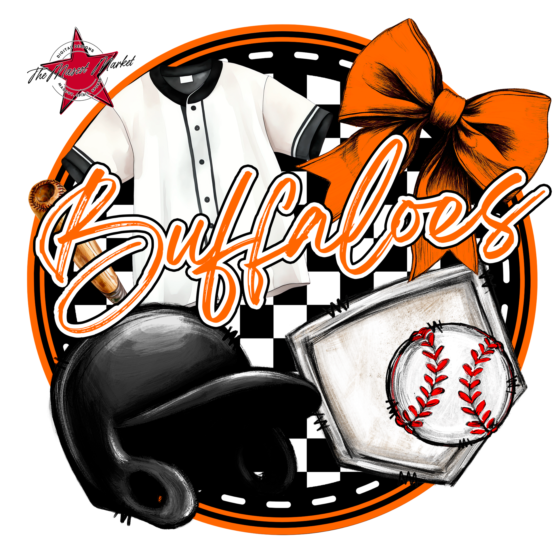 Buffaloes Circle Baseball Design-Orange