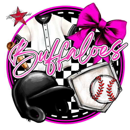 Buffaloes Circle Baseball Design-Pink