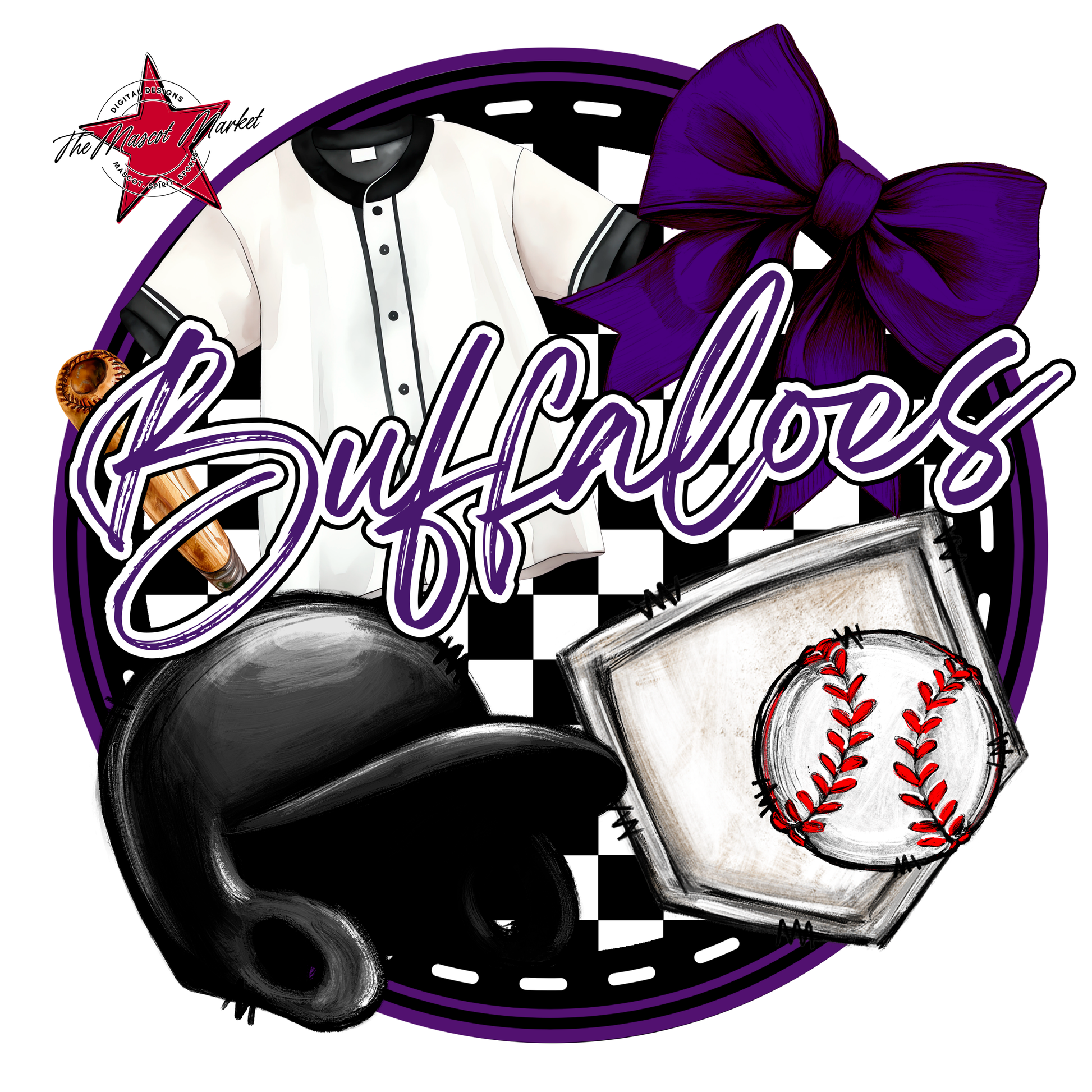 Buffaloes Circle Baseball Design-Purple