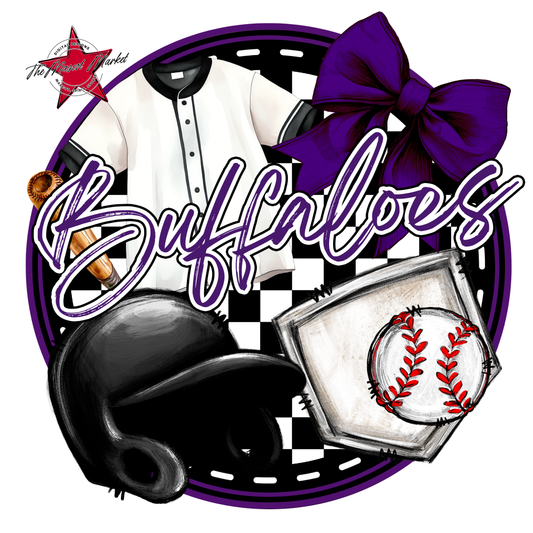 Buffaloes Circle Baseball Design-Purple