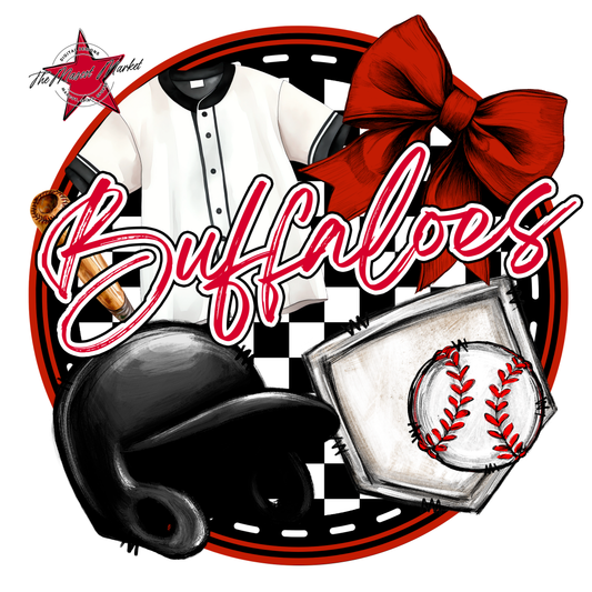 Buffaloes Circle Baseball Design-Red