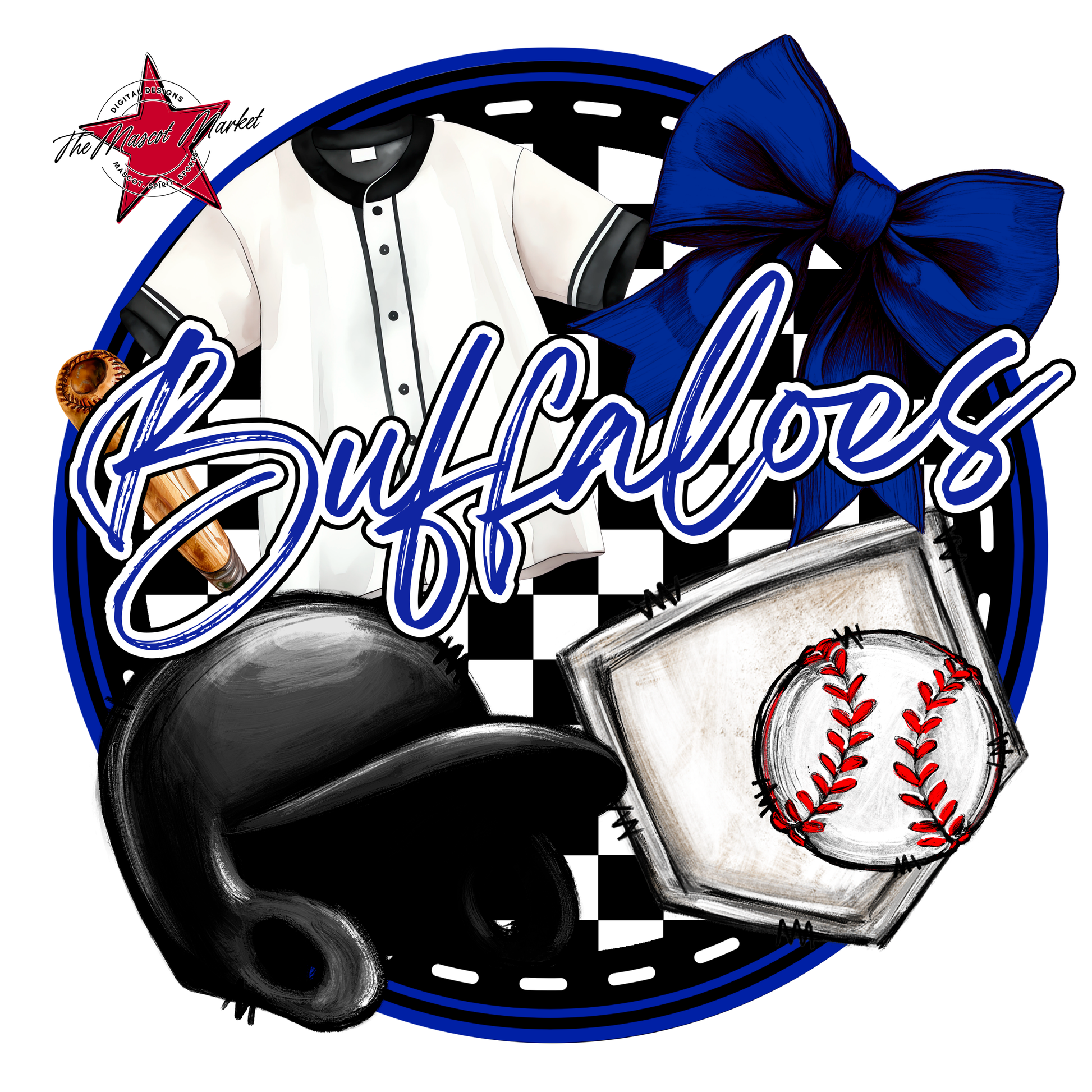 Buffaloes Circle Baseball Design-Royal Blue