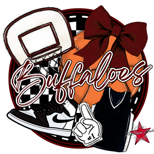 Buffaloes Circle Basketball Design-Maroon