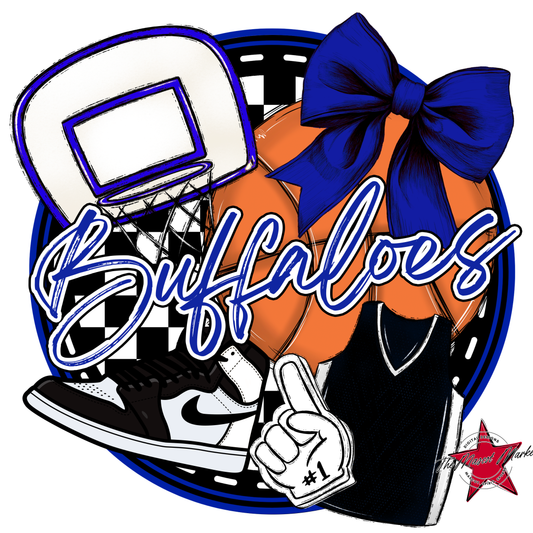 Buffaloes Circle Basketball Design-Royal Blue