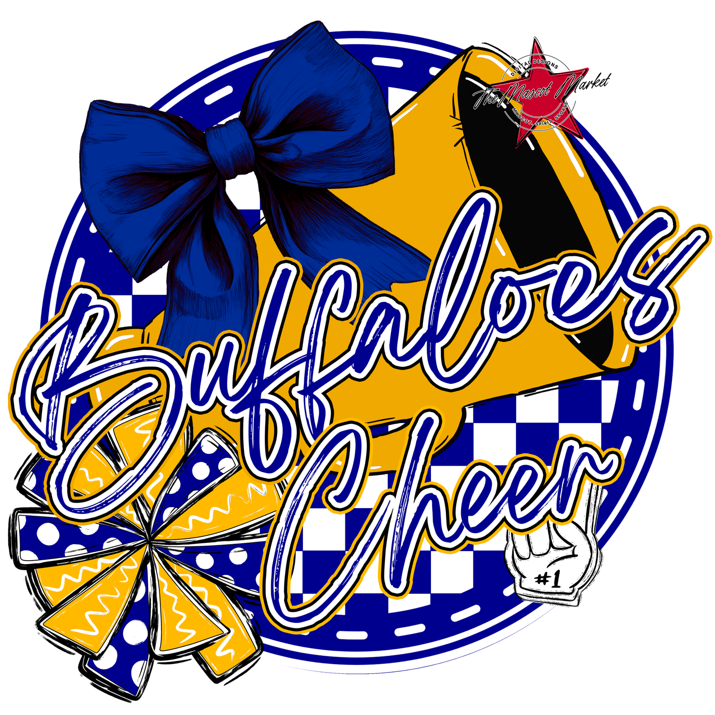 Buffaloes Circle Cheer Design-Blue-Yellow
