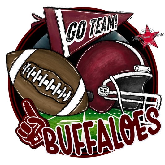 Buffaloes Circle Football Design-Maroon