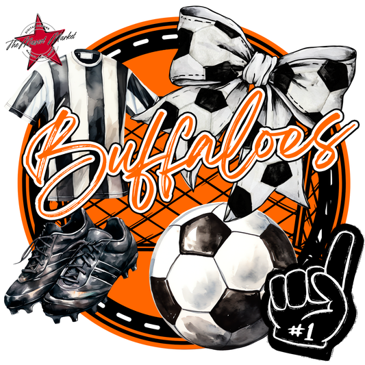 Buffaloes Circle Soccer Design-Orange