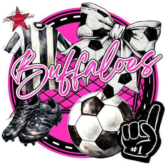 Buffaloes Circle Soccer Design-Pink
