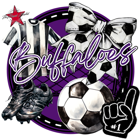Buffaloes Circle Soccer Design-Purple
