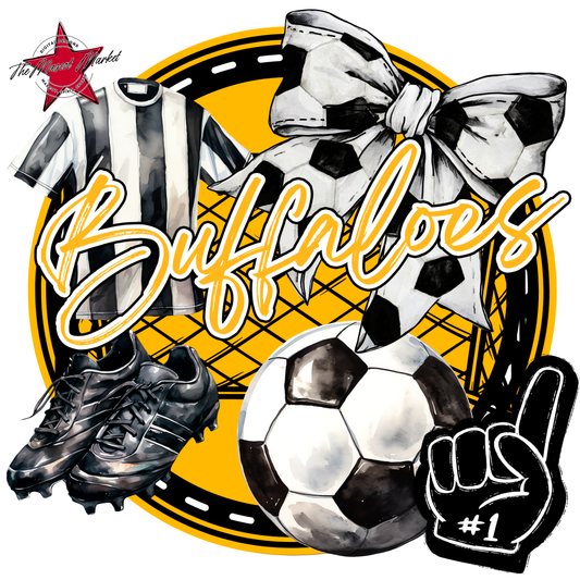 Buffaloes Circle Soccer Design-Yellow
