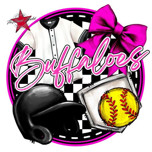 Buffaloes Circle Softball Design-Pink